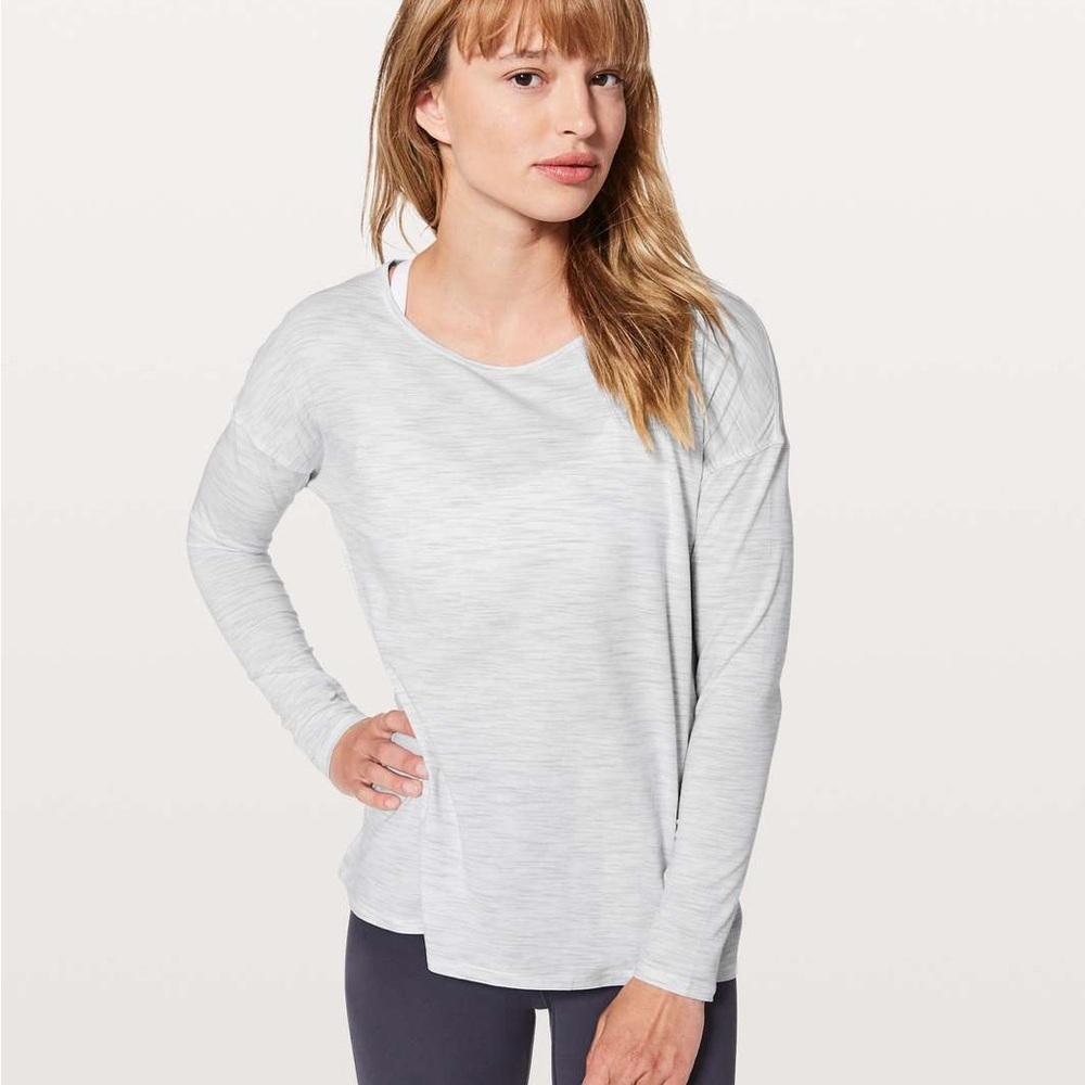 Lululemon Athletica Back Into It‎ Long Sleeve Top in Space Dye Gray